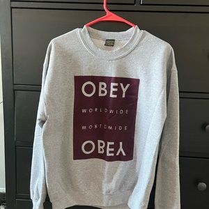 Grey/maroon Obey Hoodie
